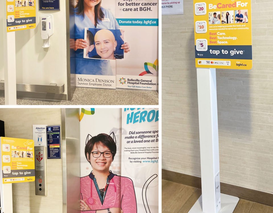Check out our “Tap to Give” stands around BGH